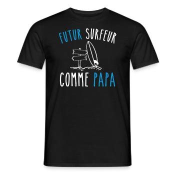 futur surfeur comme papa - T-shirt homme - noir - Devant - AI Model Male 178 light (178cm)