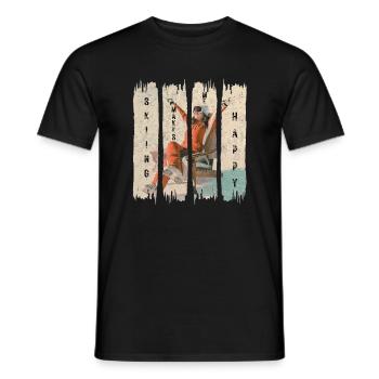 Skiing makes me happy - alpine skiing - Men's T-Shirt - black - Front - AI Model Male 178 light (178cm)