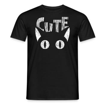 Cute cat logo design in black and white - Men's T-Shirt - black - Front - AI Model Male 178 light (178cm)