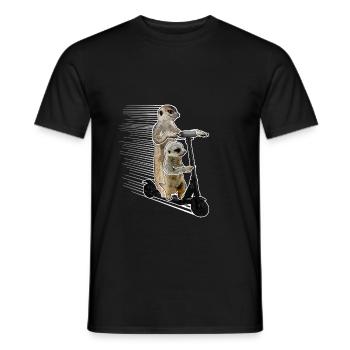 Escooting Ermännchen Escooter Elektroroller - Männer T-Shirt - Schwarz - Vorne - AI Model Male 178 light (178cm)