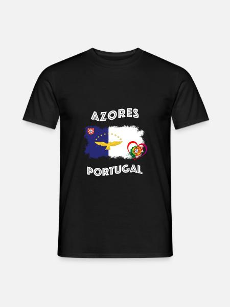 Azores Açores Faucon Portugal Coeur drapeau drapeau - T-shirt homme - noir