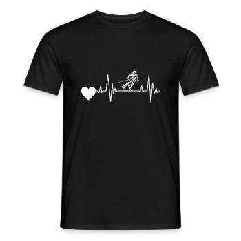 Ski Heartbeat Skis ECG Skiing Pulse Skier - T-shirt homme - noir - Devant - AI Model Male 178 light (178cm)