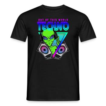 Techno hors de ce monde extraterrestre extraterrestre - T-shirt homme - noir - Devant - AI Model Male 178 light (178cm)