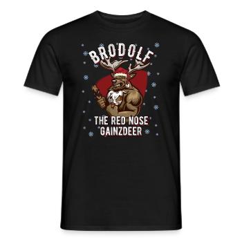 Brodolf Gainzdeer Christmas Bodybuilding Fitness - Men's T-Shirt - black - Front - AI Model Male 178 light (178cm)