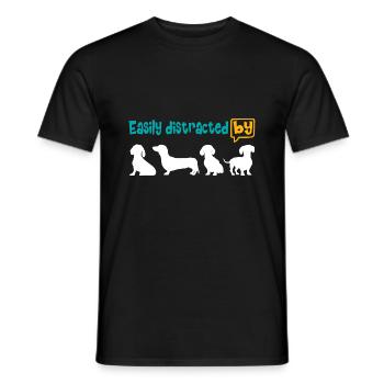 Enthusiastic about the dachshund, easily distracted by the dachshund. - Men's T-Shirt - black - Front - AI Model Male 178 light (178cm)