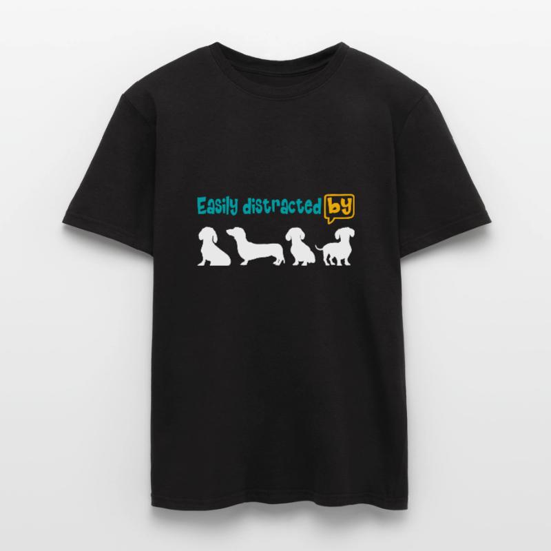 Enthousiaste à propos du teckel, facilement distrait par le teckel. T-shirt homme