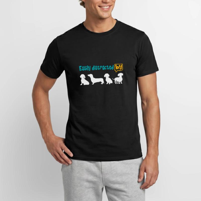 Enthousiaste à propos du teckel, facilement distrait par le teckel. T-shirt homme