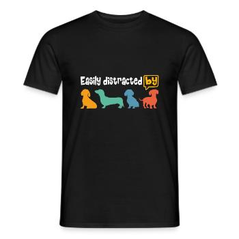 Enthusiastic about the dachshund, easily distracted by the dachshund - Men's T-Shirt - black - Front - AI Model Male 178 light (178cm)