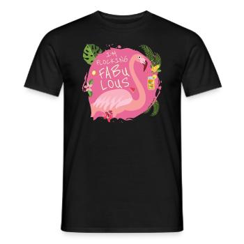 Je flocks fabuleux - Flamingo Paradise Vacation - T-shirt homme - noir - Devant - AI Model Male 178 light (178cm)