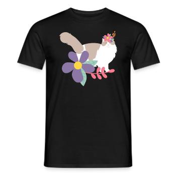 Ragdoll Cat and Flower Crown - Men's T-Shirt - black - Front - AI Model Male 178 light (178cm)