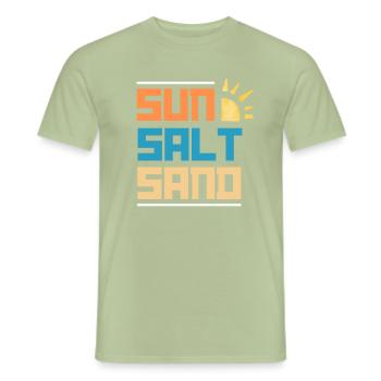 Sonne, Salz, Sand, Sommerstimmung - Männer T-Shirt - Sage - Vorne - AI Model Male 178 light (178cm)