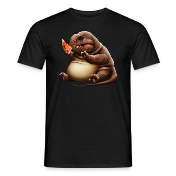 Pizza Loving Dinosaur - Men's T-Shirt - black - Front - AI Model Male 178 light (178cm)