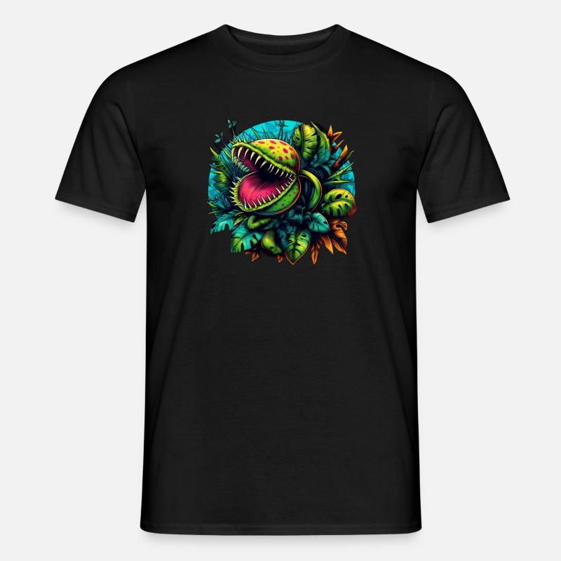 Venus Flytrap Jungle avec des monstres exotiques - T-shirt homme - noir