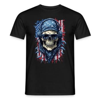 Vintage America Skull drapeau lunettes de soleil chemise - T-shirt homme - noir - Devant - AI Model Male 178 light (178cm)