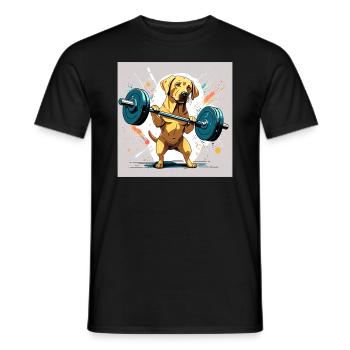 Labrador lifts weights - Men's T-Shirt - black - Front - AI Model Male 178 light (178cm)