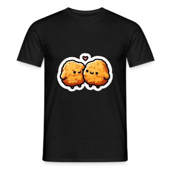 Cute Chicken Nuggets Heart Valentines Day - Men's T-Shirt - black - Front - AI Model Male 178 light (178cm)