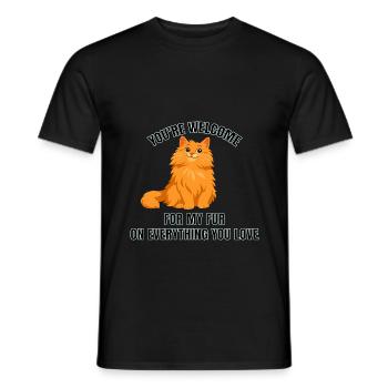 "You're welcome for my fur" Katzenliebe - Männer T-Shirt - Schwarz - Vorne - AI Model Male 178 light (178cm)