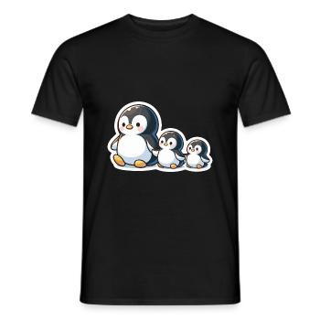 Petits pingouins Pingouin Famille Mignon - T-shirt homme - noir - Devant - AI Model Male 178 light (178cm)