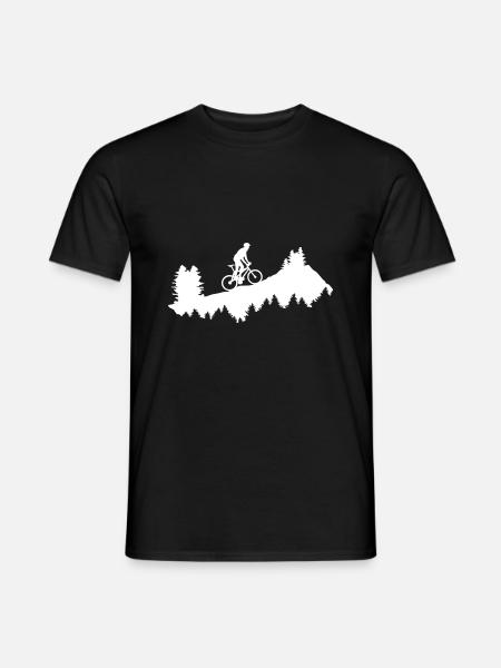 Mountainbike - Mountainbiker am Berg - Männer T-Shirt - Schwarz