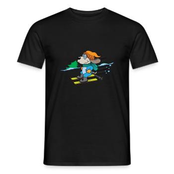Chien chiot monte hiver ski départ cadeau comique - T-shirt homme - noir - Devant - AI Model Male 178 light (178cm)