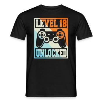 LEVEL 18 Unlocked. Birthday 18 years vintage. - Men's T-Shirt - black - Front - AI Model Male 178 light (178cm)