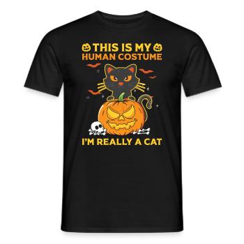 Halloween Katze Hexe - Männer T-Shirt - Schwarz - Vorne - AI Model Male 178 light (178cm)