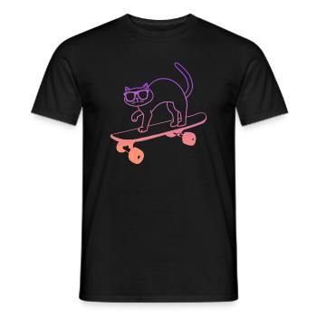Skateboard Skating Cat avec skateboard - T-shirt homme - noir - Devant - AI Model Male 178 light (178cm)