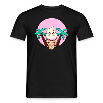 Softeis unter Palmen im Sonnenuntergang - Männer T-Shirt - Schwarz - Vorne - AI Model Male 178 light (178cm)