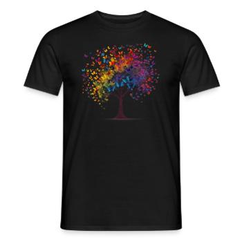 arbre aux papillons colorés volants - T-shirt homme - noir - Devant - AI Model Male 178 light (178cm)