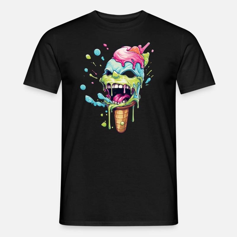 Psycho Eiscreme lacht knallbunt - Männer T-Shirt - Schwarz