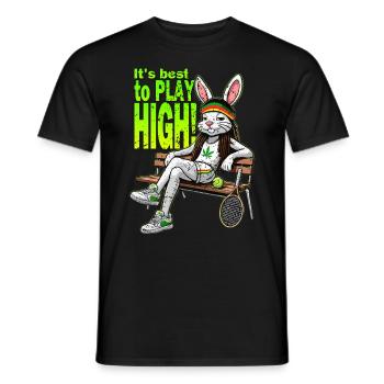 Tennis better play high over the net funny rabbit - Männer T-Shirt - Schwarz - Vorne - AI Model Male 178 light (178cm)