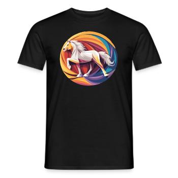Icelandic Horse - Graphic with Background Variant 6 - Men's T-Shirt - black - Front - AI Model Male 178 light (178cm)