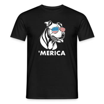 Pitbull Terrier mit Sonnenbrille 4. Juli Merica - Männer T-Shirt - Schwarz - Vorne - AI Model Male 178 light (178cm)