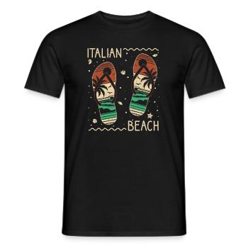 Italienischer Strand Mit Flip Flops Sommer Top - Männer T-Shirt - Schwarz - Vorne - AI Model Male 178 light (178cm)