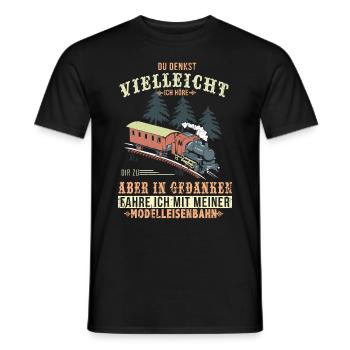 Modelleisenbahn Modellbauer -Dampflok - Männer T-Shirt - Schwarz - Vorne - AI Model Male 178 light (178cm)
