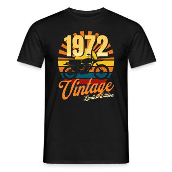 1972 birthday biker, 50 years biker - Men's T-Shirt - black - Front - AI Model Male 178 light (178cm)