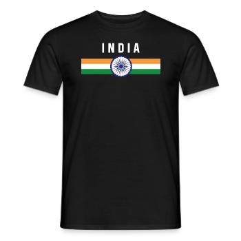 Inde - drapeau et armoiries - T-shirt homme - noir - Devant - AI Model Male 178 light (178cm)