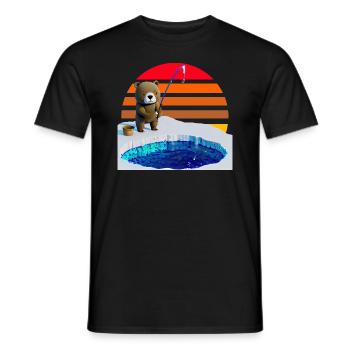Angler Bär Eis Fischen - Männer T-Shirt - Schwarz - Vorne - AI Model Male 178 light (178cm)