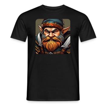 Kleiner grummliger Zwerg Krieger Kobold Wichtel - Männer T-Shirt - Schwarz - Vorne - AI Model Male 178 light (178cm)