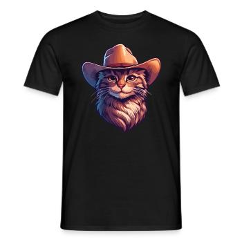 Cowboy-Katze - Männer T-Shirt - Schwarz - Vorne - AI Model Male 178 light (178cm)