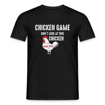 chicken game funny joke design women organic t shirt - Men's T-Shirt - black - Front - AI Model Male 178 light (178cm)