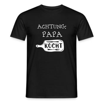 Attention Papa Cooks Motiv Design Shirt Présent - T-shirt homme - noir - Devant - AI Model Male 178 light (178cm)