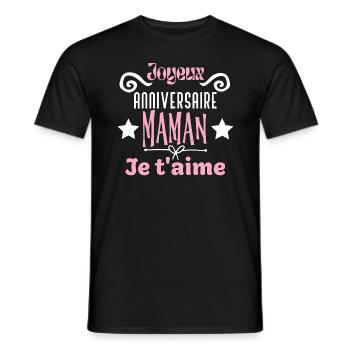 Joyeux anniversaire maman - T-shirt homme - noir - Devant - AI Model Male 178 light (178cm)