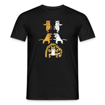 Cat Fusion Superpower Anime Funny - Men's T-Shirt - black - Front - AI Model Male 178 light (178cm)