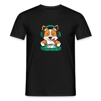 Corgi Gamer Konsole Zocken Spielen Hund - Männer T-Shirt - Schwarz - Vorne - AI Model Male 178 light (178cm)