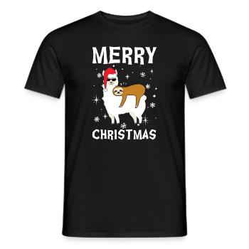 Joyeux Noël Alpaga et Paresseux - T-shirt homme - noir - Devant - AI Model Male 178 light (178cm)