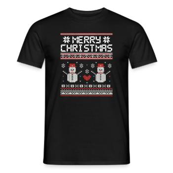 Joyeux bonhomme de neige de Noël - T-shirt homme - noir - Devant - AI Model Male 178 light (178cm)