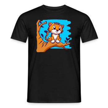 Tiger auf einem Baum - Männer T-Shirt - Schwarz - Vorne - AI Model Male 178 light (178cm)