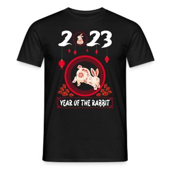 Year of the Rabbit 2023 -Chinesisches Neujahrsfest - Männer T-Shirt - Schwarz - Vorne - AI Model Male 178 light (178cm)