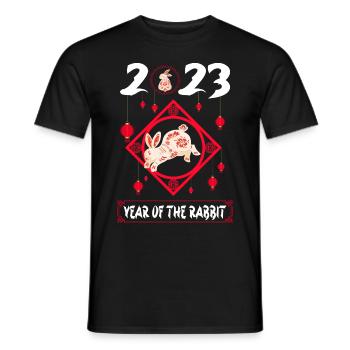 Year of the Rabbit 2023 -Chinesisches Neujahrsfest - Männer T-Shirt - Schwarz - Vorne - AI Model Male 178 light (178cm)